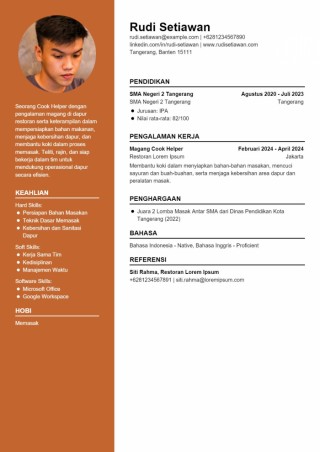 Contoh CV Untuk Cook Helper